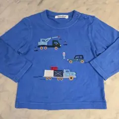 familiar 長袖Tシャツ 90 働く車 刺繍 トラック 青 ファミリア