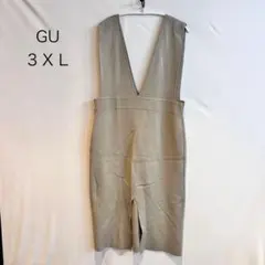 M1099 大きいサイズ GU Vネック ロングワンピース 3XL グレー