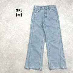 GRL/ワイドデニム/M/ブルー/カジュアル/シンプル/スリット/お洒落