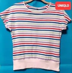 【UNIQLO】ユニクロ マルチボーダー フレンチ 半袖カットソー Tシャツ Mのサムネイル