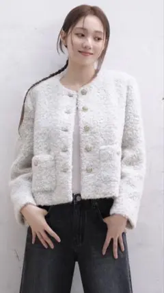 CARLA カーラTweed Jacket ツイードジャケット ホワイト - メルカリ