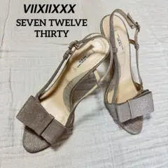 SEVEN TWELVE THIRTY ラメ リボンサンダルハイヒールストラップ