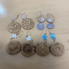 コルク　ピアス　4セット