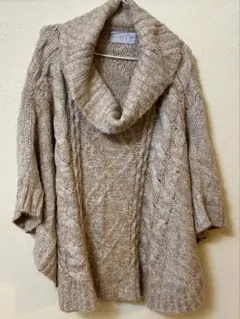 n'OrLABEL オシャレウォーカー モヘヤケーブルニットポンチョ