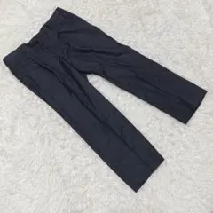 日本製 【ランバンコレクション】 (48) シルク混ウールパンツ 黒 光沢 上品