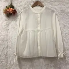 ★ インタープラネット★袖リボン ブラウス【F】アイボリー 上品 デート