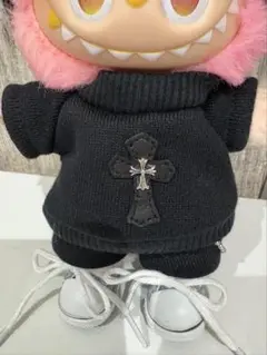 【数量限定】ラブブ LABUBU 着せ替え服 クロスパッチ 6点セット クロム らぶぶ クロムハーツ6点セット LABUBU 着せ替え ブラック