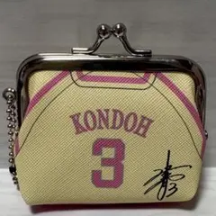 【匿名】福岡ソフトバンクホークス 近藤健介 がま口キーチェーン　ピンクリボンユニ
