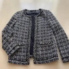 UNITED ARROWS ノーカラージャケット ネイビー系