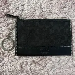 COACH コーチ ブラック ミニシグネチャー コインケース キーケース