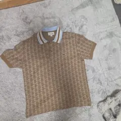 LACOSTE ポロシャツ 総柄 ベージュ