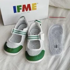 IFME 上履き ホワイト/グリーン 17cm