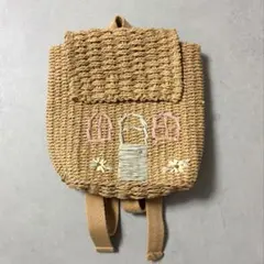 ZARA ベビー キッズリュック バックパック 籠 かご バッグ 刺繍 ラタン風のサムネイル