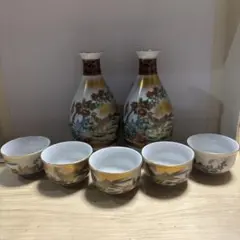 九谷焼 徳利2本 盃4客 酒器セット 花文 赤絵 金彩 - メルカリ