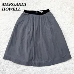MARGARET HOWELL ひざ丈フレアスカート 2 グレーのサムネイル