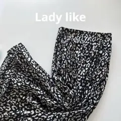 Lady like レオパード柄 ロングフレアスカート ブラックのサムネイル