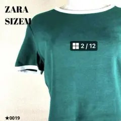 ZARA ザラ グリーン×ホワイト Tシャツ　半袖　0019★