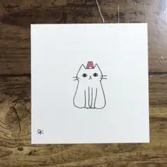 【1088】【白猫の絵】オリジナル手描きアナログイラスト原画　自作創作アート作品