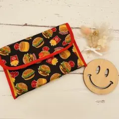 SALE☆ハンドメイド☆ドムドムバーガー　ぺたんこケース 母子手帳ケース 小さめ