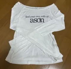 as"on 長袖Tシャツ ロゴプリント ホワイト ason