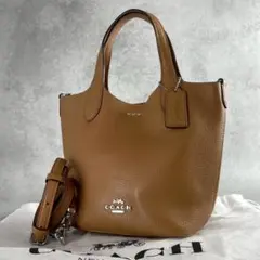 ✨美品✨コーチ　ハンナ　バケットバッグ　2way バケツ型　レザー　ブラウン