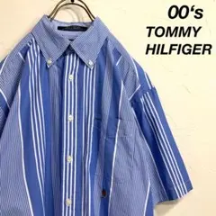 美品 00s TOMMY HILFIGER マルチストライプ シャツ フラッグ