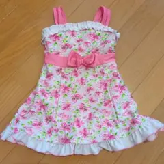 女の子用ワンピース水着 ピンクバラ柄