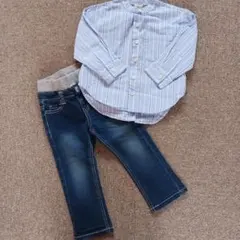 petit main シャツとMPSデニムパンツセット 90