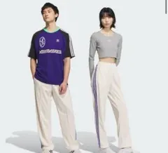 アディダストラックパンツジャージメンズレディースadidasホワイトパープル