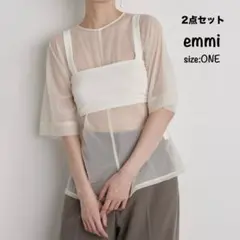 美品 emmi ブラトップ付き シースルー シャツ カットソー セット ONEのサムネイル