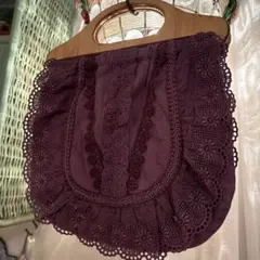 希少品　vintage レースバッグ　紫　　アンティーク