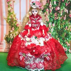 ジェニーちゃん服　クリムゾンシルエッタドレス