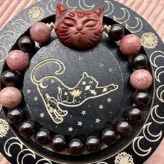 レッドジャスパー 猫 5Aロードナイト ガーネット ブレスレット