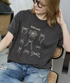 新品未開封★ PUBLUX/パブリュクス リボン 刺繍 Tシャツ　限定展開のサムネイル
