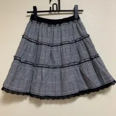 axes femme グレンチェック柄　裾レースフレアスカート