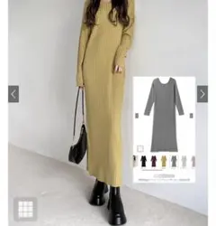 GRL 前後2Wayストレートリブニットワンピース　ブラウン