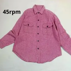 《45rpm》チェック ネルシャツ 2ポケット ユニセックス サイズ2 赤