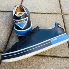 PRADA プラダ 6 レザースニーカー シューズ 黒 BK ブラック メンズのサムネイル