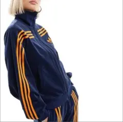 adidas 70s 復刻 ベロア トラックジャケット ネイビー