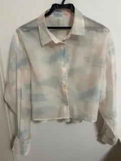 LOWRYS FARM ローリーズファーム　シアーシャツ ピンクマーブル