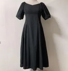 ロイヤルパーティ パフスリーブワンピース ブラック M〜L ロングフレアスカート