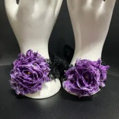 おしゃれアームバンド　お袖留め　パープルレオパードローズ　蝶々