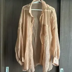 シアーシャツ　シースルー　オーガンジー　しまむら　ブラウン　オレンジ