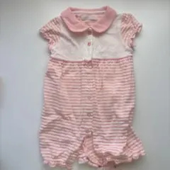 babe 襟付き半袖ロンパース ピンクストライプ 70cm