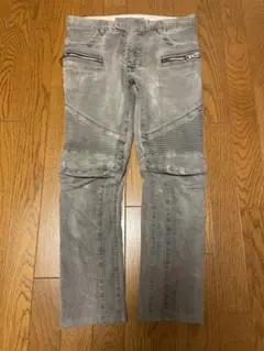BALMAIN HOMME コーティング バイカー パンツ ブラック 14SS - メルカリ