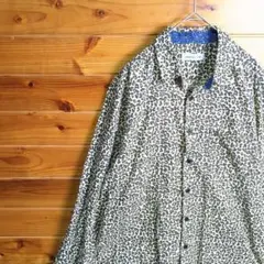 柄シャツ　長袖シャツ　ヒョウ柄　レオバルド柄　レオパ柄　レオパード柄　M　古着