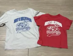 GU ピザTシャツ 2枚セット130 100兄妹リンクコーデおそろい兄弟姉妹