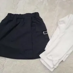 110㎝～120㎝　裏起毛ミニスカート　裏起毛白リボンズボン