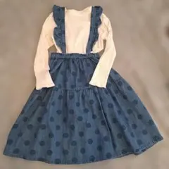 BREEZE ドット柄 吊りスカート & インナー セット 140㎝