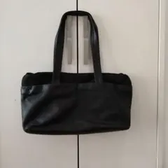 アニエスベー　 ブラック レザートートバッグ